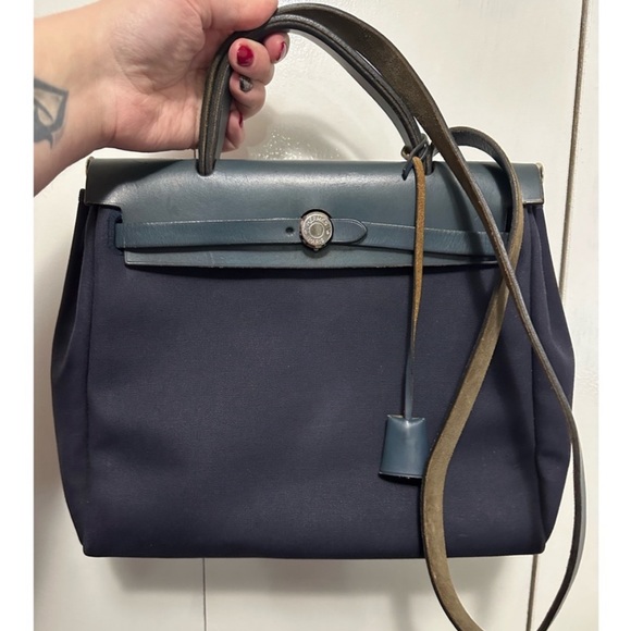 Hermes Vintage Navy Blue Canvas and Leather Herbag circa 1999 PM authenticated - Picture 2 of 10